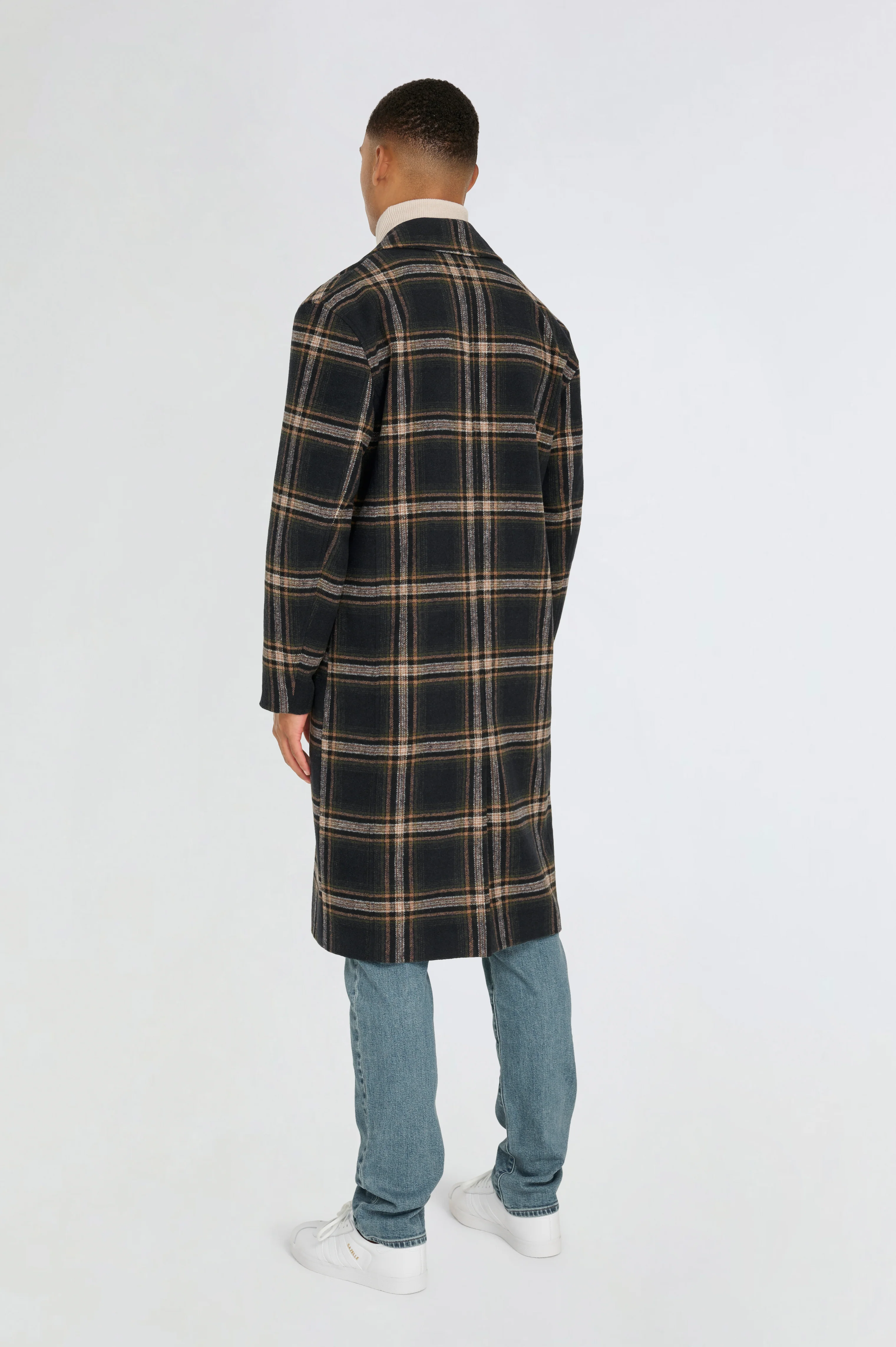 Jacob Fashion Wool Coat with Check Print - Image 4