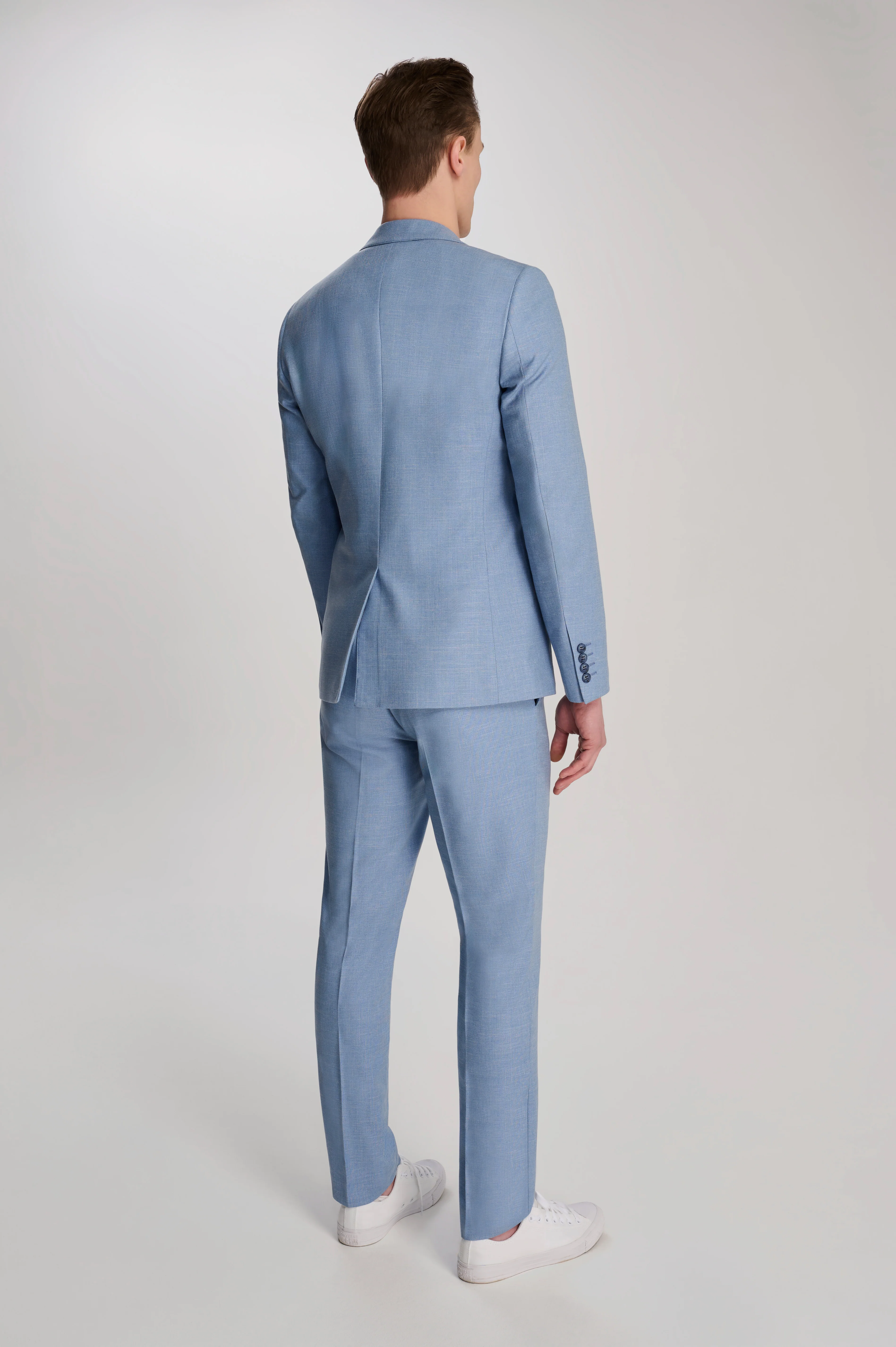 Sandro Slim Fit Linen Look Suit Jacket in Light Blue - Image 4