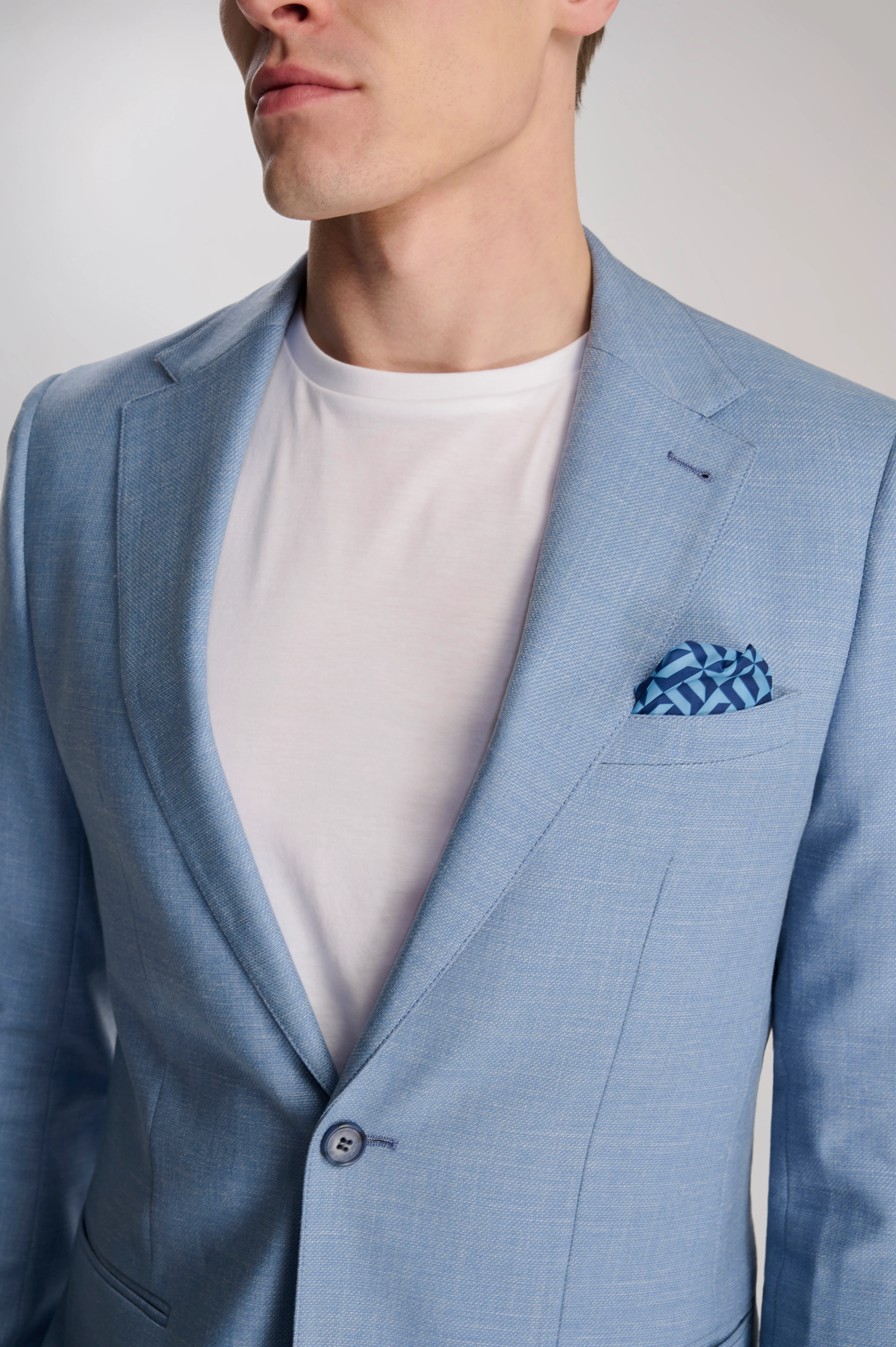 Sandro Slim Fit Linen Look Suit Jacket in Light Blue - Image 5